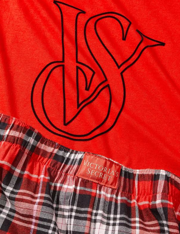 Піжама фланелева Victoriaʼs Secret Cotton & Flannel Tee-jama Set VS-014