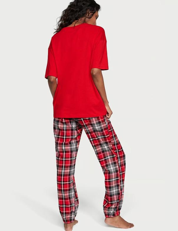 Піжама фланелева Victoriaʼs Secret Cotton & Flannel Tee-jama Set VS-014